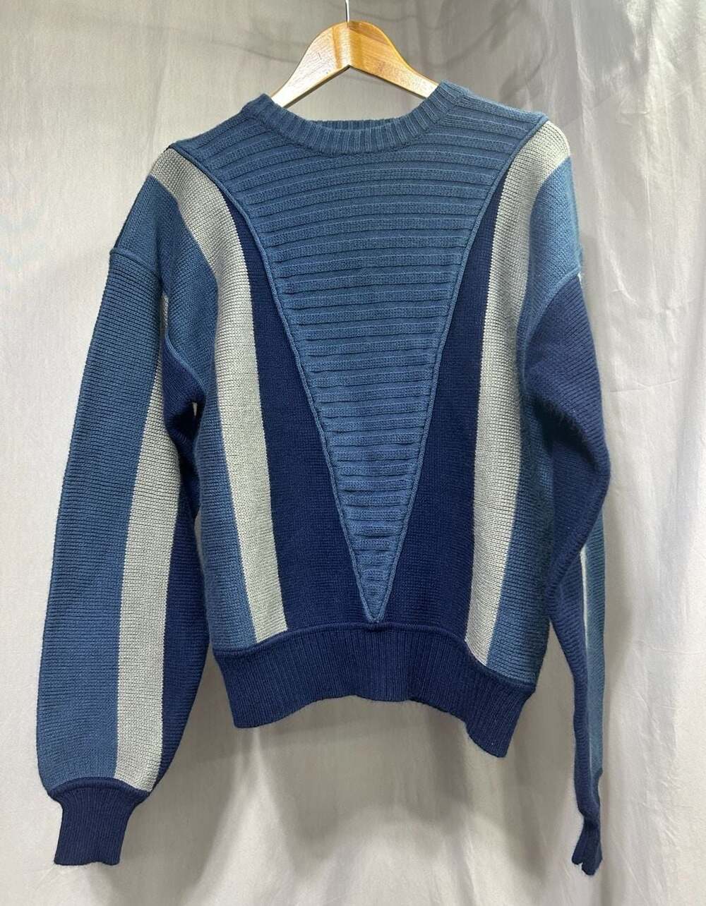 Vintage 90s Blue Zone Geometric Block Color Knit Sweater